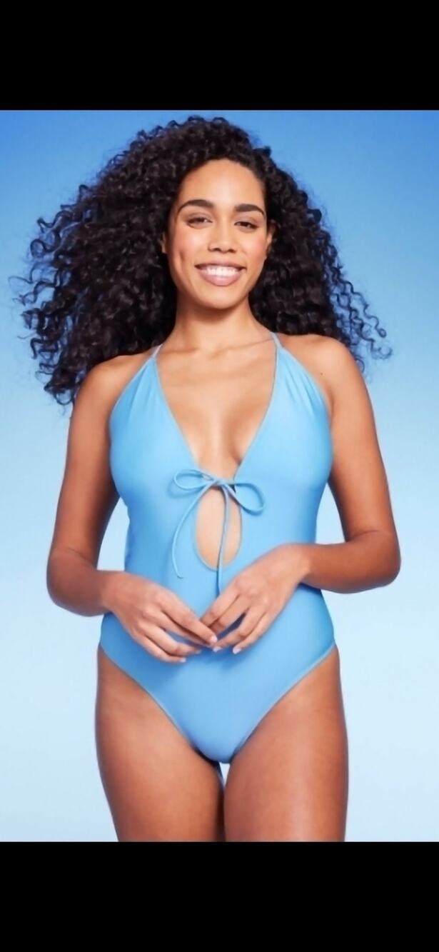 Shade & Shore Blue Monokini Cutout One Piece Swimsuit Tie Front XL